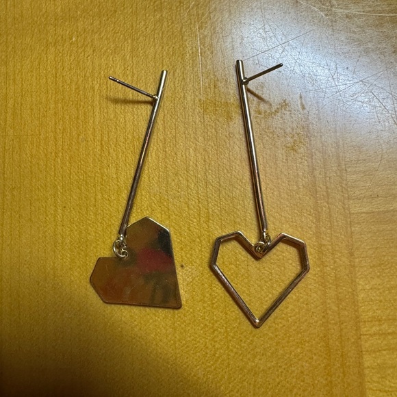 Gold Heart Drop Earrings - Picture 1 of 1